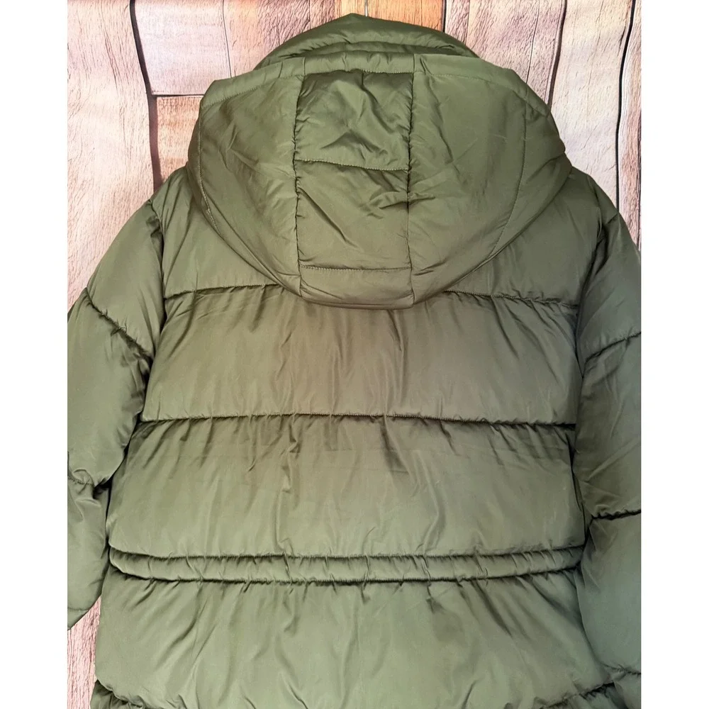 Michael Kors Jacket Hooded Puffer Water Resistant Olive Green Coat Hood XXL NWOT